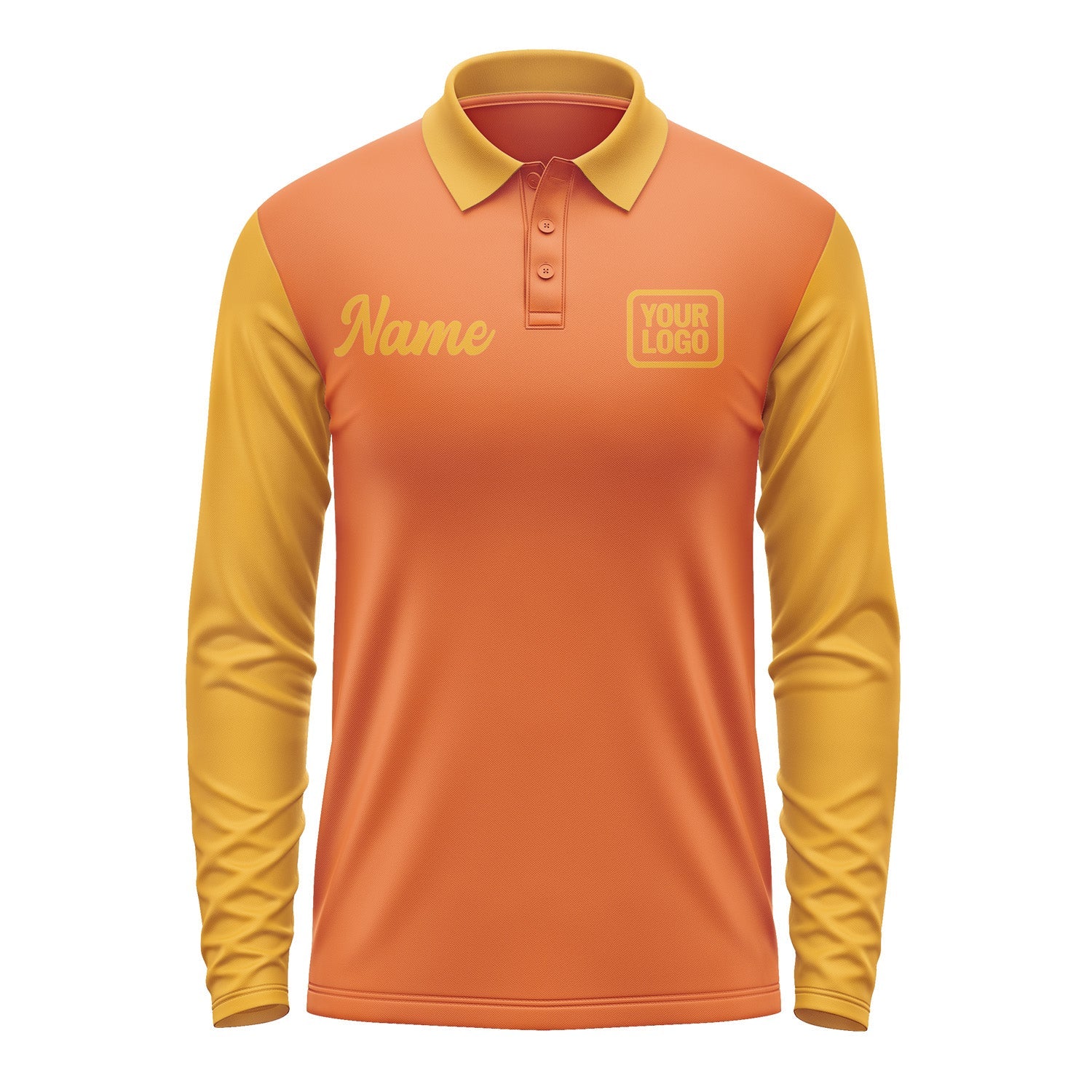 Custom Orange Yellow Long Sleeve Polo Shirt Pl281919B119