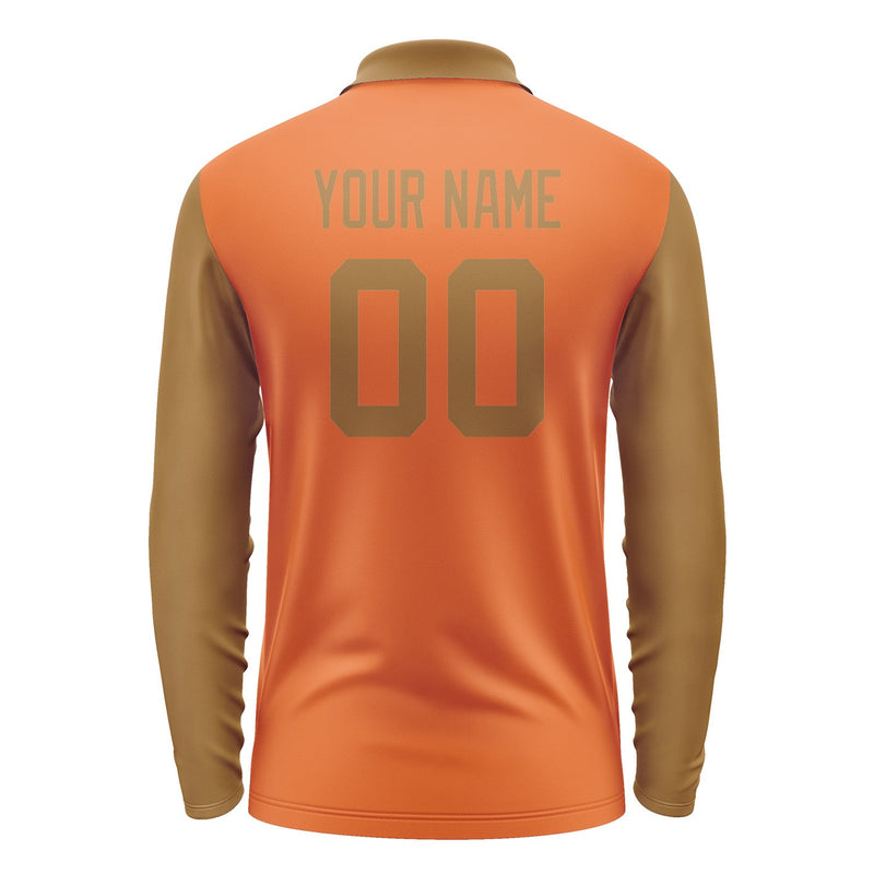 Custom Orange Khaki Long Sleeve Polo Shirt Pl282222B122