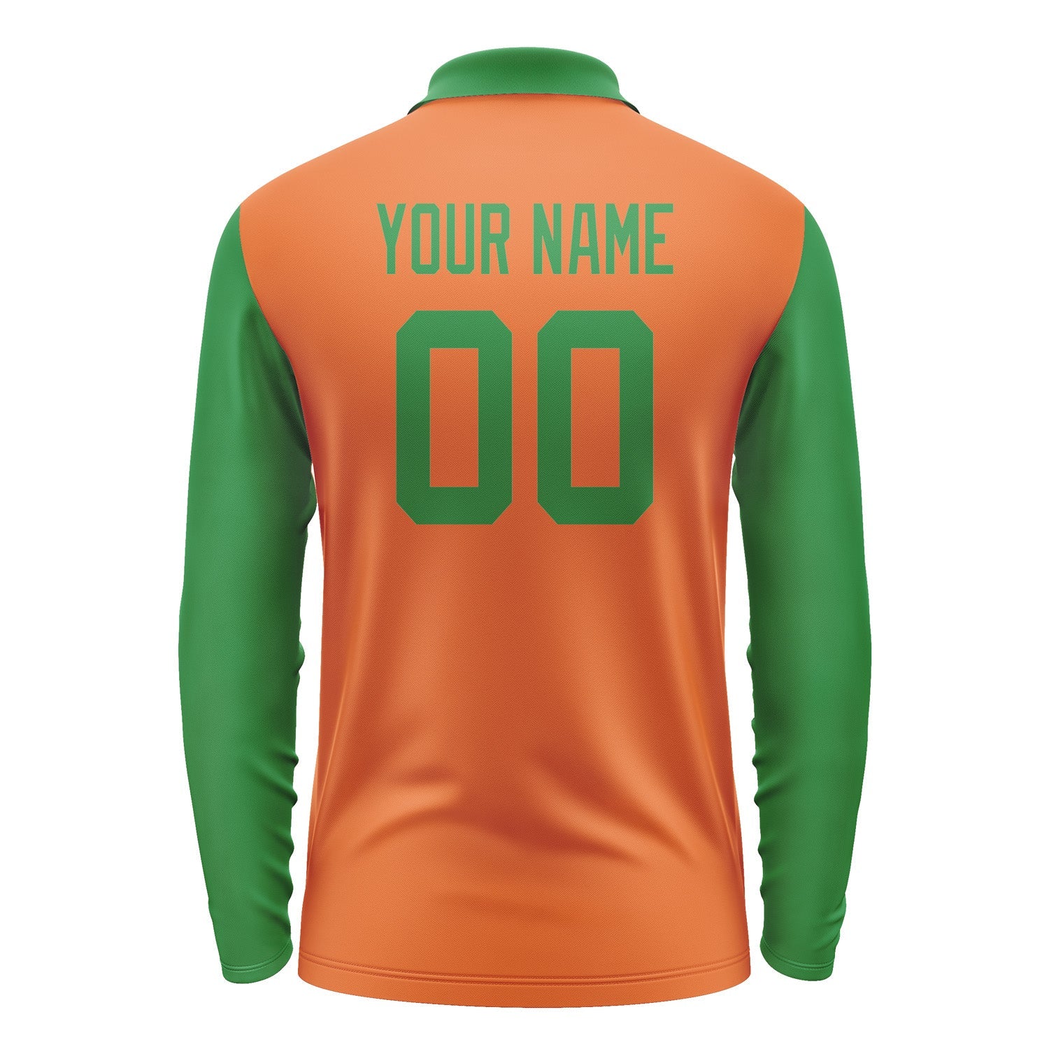 Custom Orange Emerald Green Long Sleeve Polo Shirt Pl282424B124