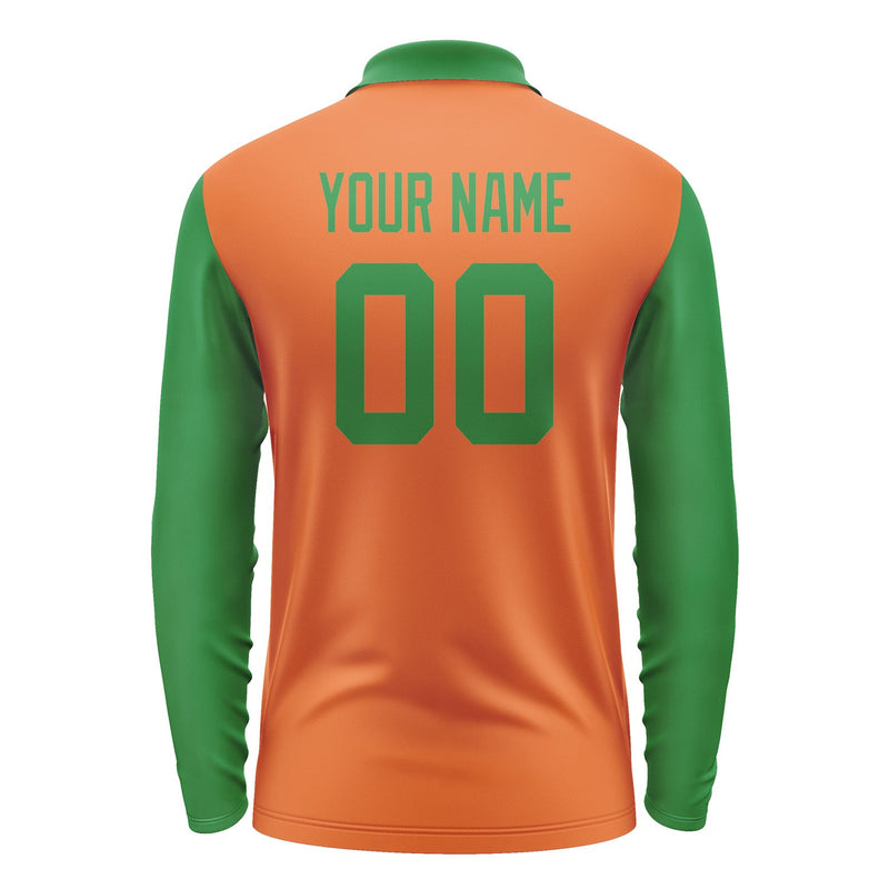 Custom Orange Emerald Green Long Sleeve Polo Shirt Pl282424B124