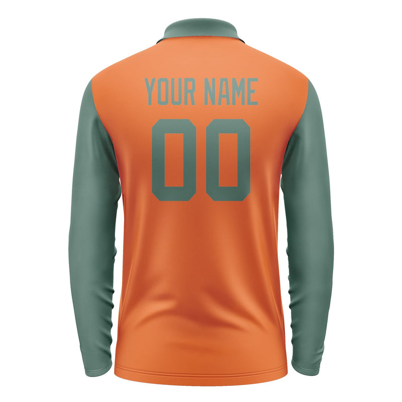 Custom Orange Blue Green Long Sleeve Polo Shirt Pl282727B127