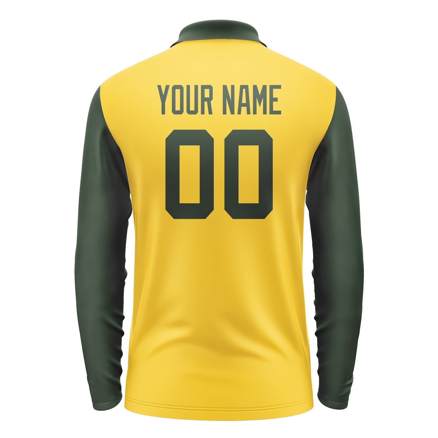 Custom Gold Dark Green Long Sleeve Polo Shirt Pl300606B106