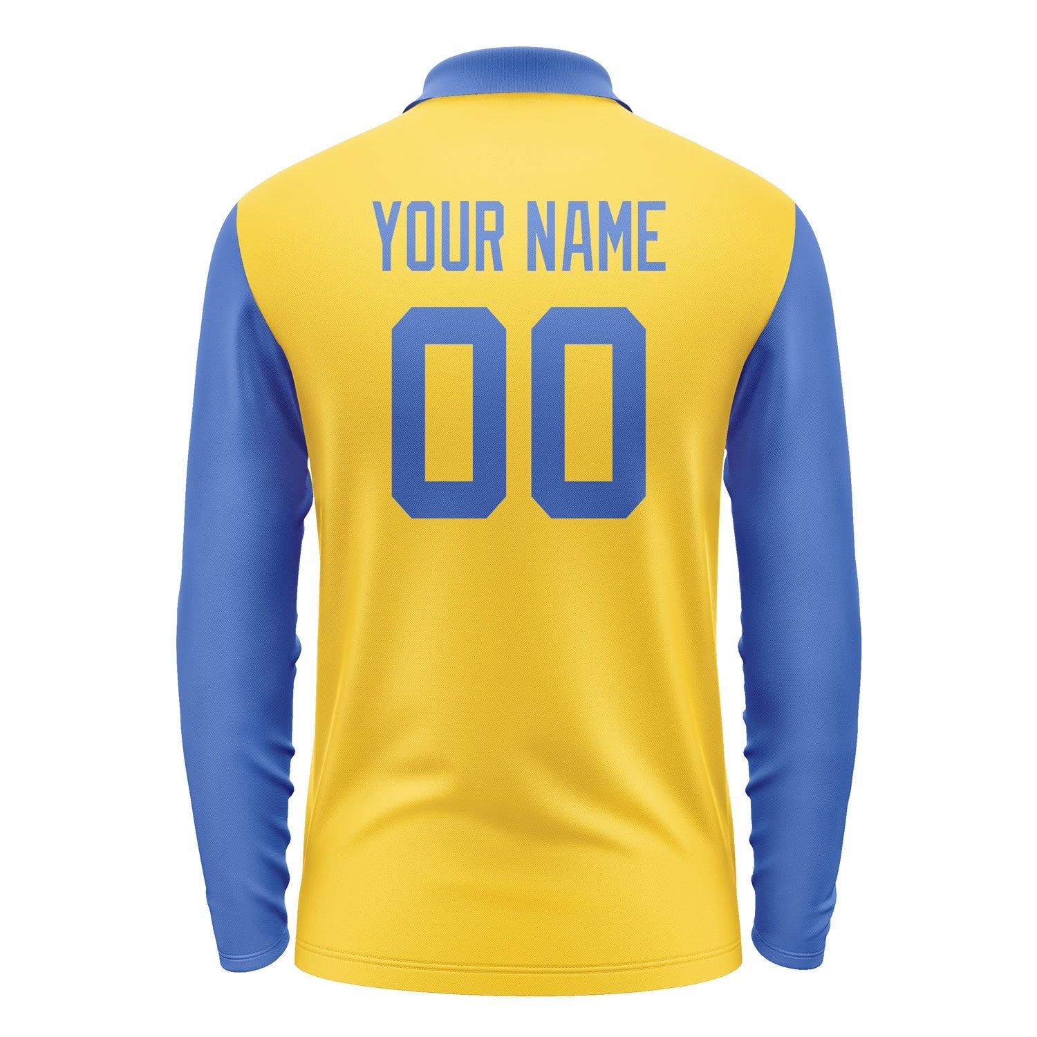 Custom Gold Sky Blue Long Sleeve Polo Shirt Pl300909B109