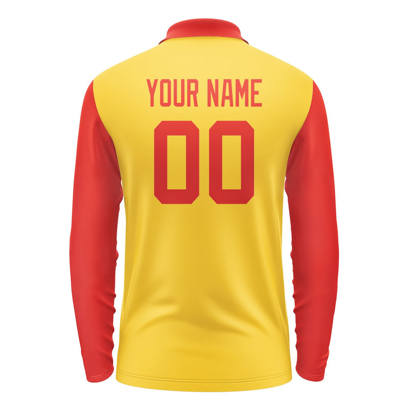 Custom Gold Orange Red Long Sleeve Polo Shirt Pl301212B112