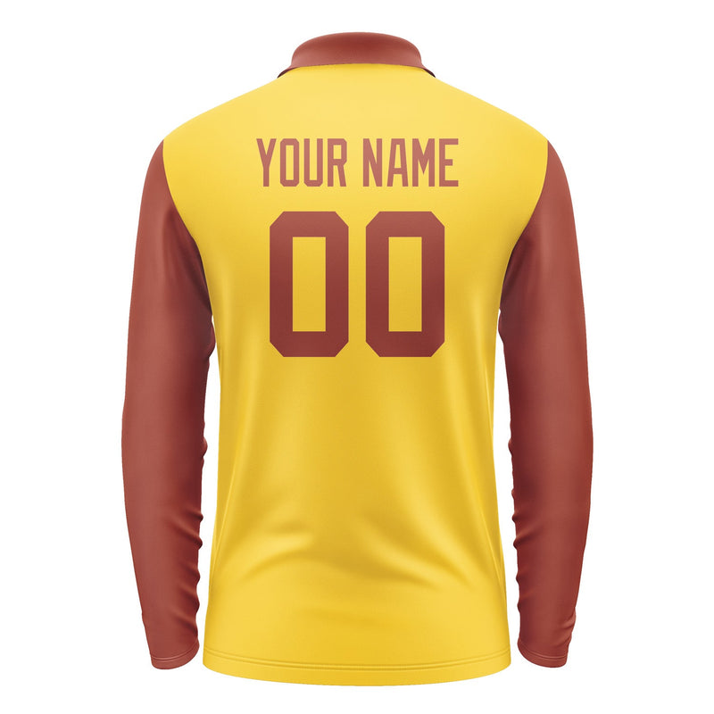 Custom Gold Coral Red Long Sleeve Polo Shirt Pl301616B116