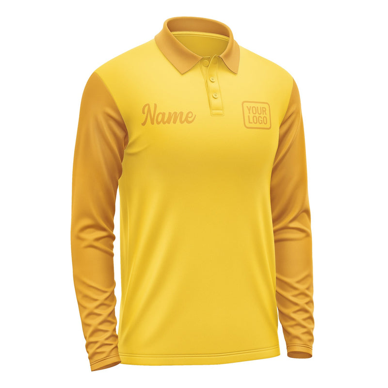 Custom Gold Yellow Long Sleeve Polo Shirt Pl301919B119