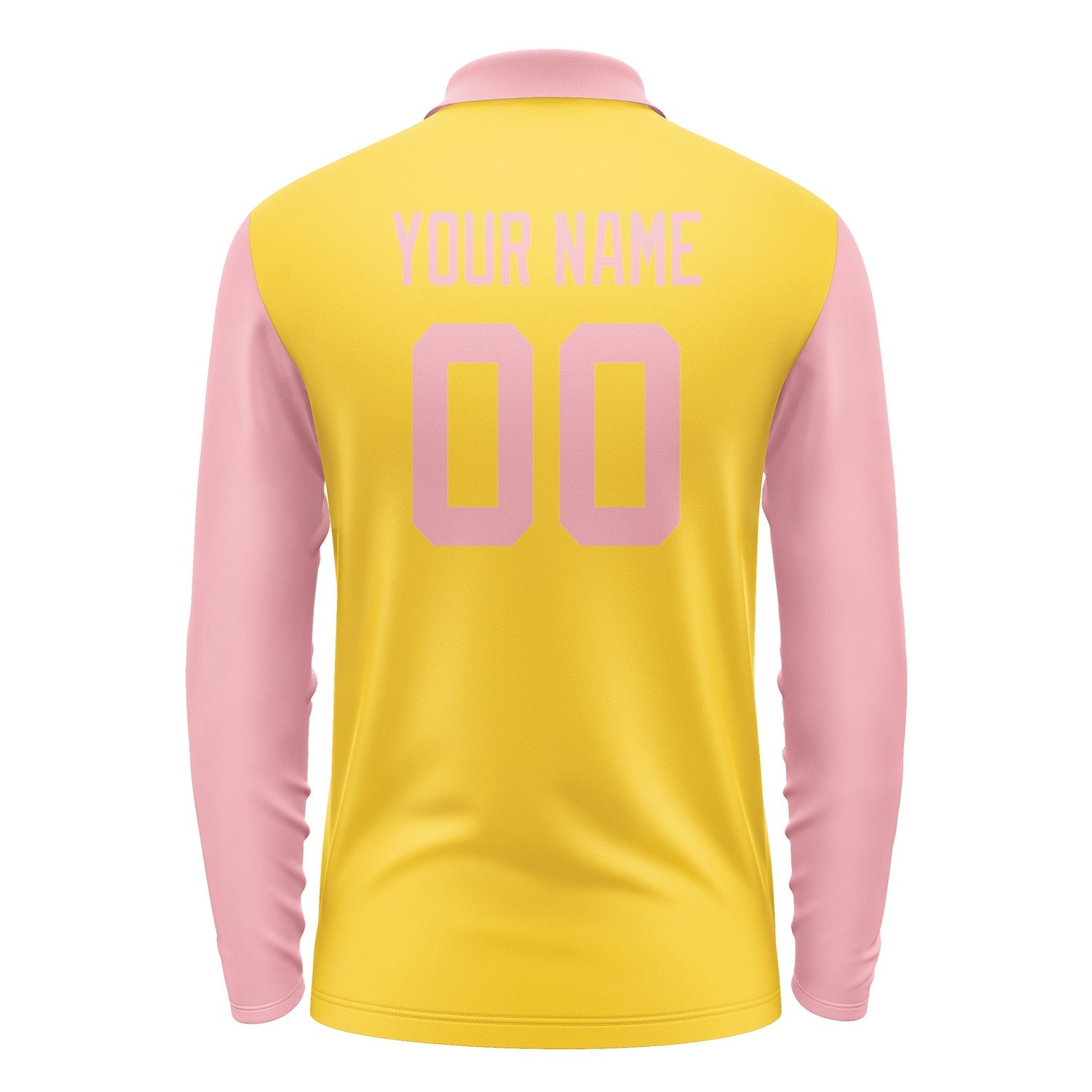 Custom Gold Light Pink Long Sleeve Polo Shirt Pl302121B121