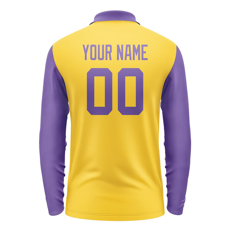 Custom Gold Light Purple Long Sleeve Polo Shirt Pl302323B123