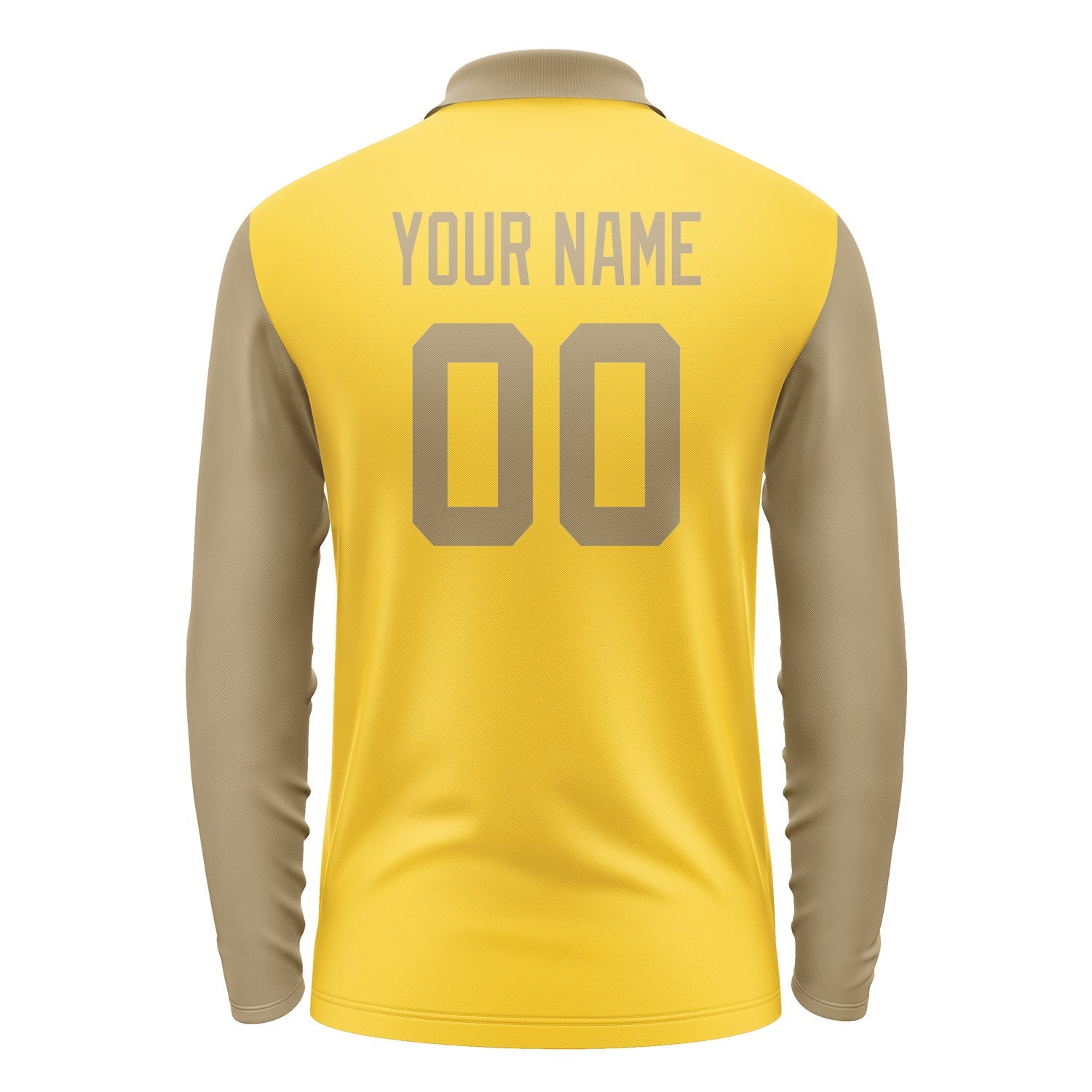 Custom Gold Light Khaki Long Sleeve Polo Shirt Pl302525B125