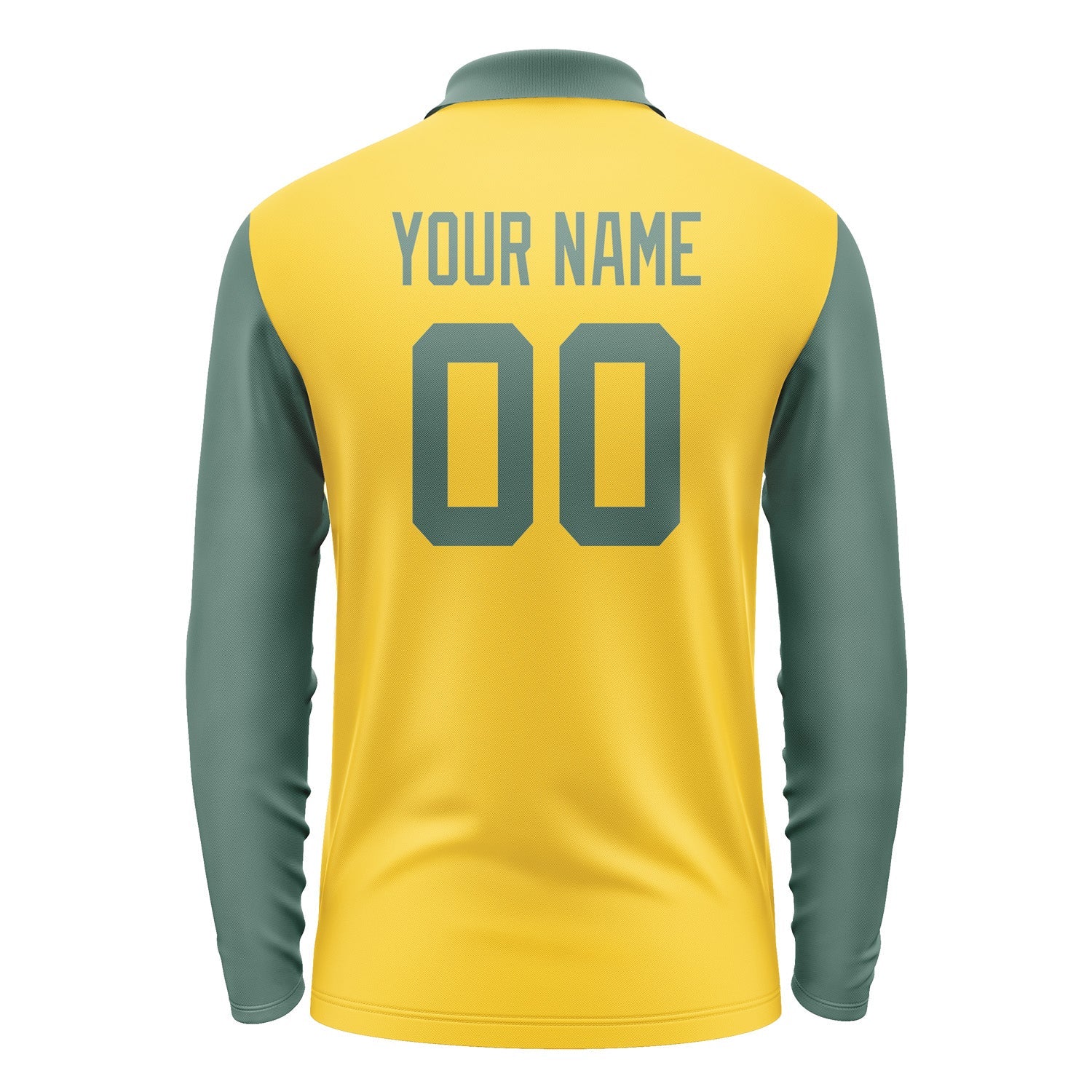 Custom Gold Blue Green Long Sleeve Polo Shirt Pl302727B127