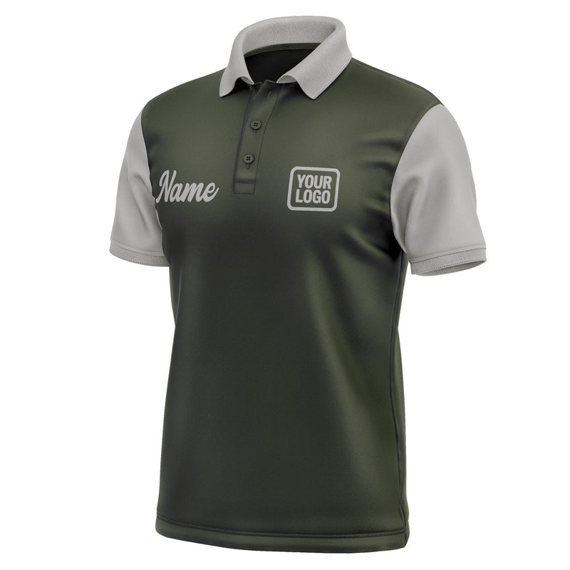 Custom Olive Gray Short-Sleeve Polo Shirt PO020404B104