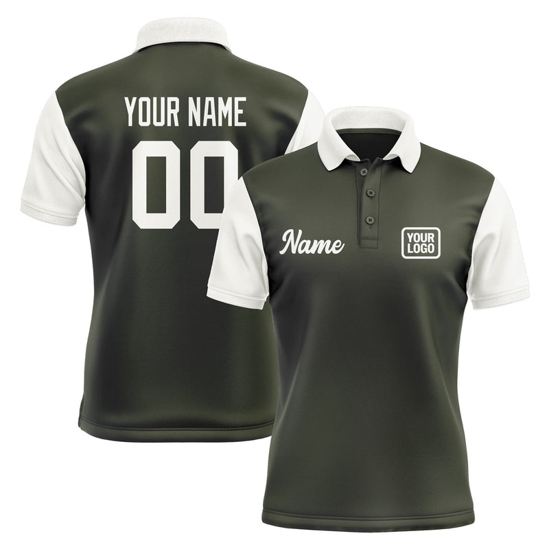 Custom Olive White Short-Sleeve Polo Shirt PO021818B118