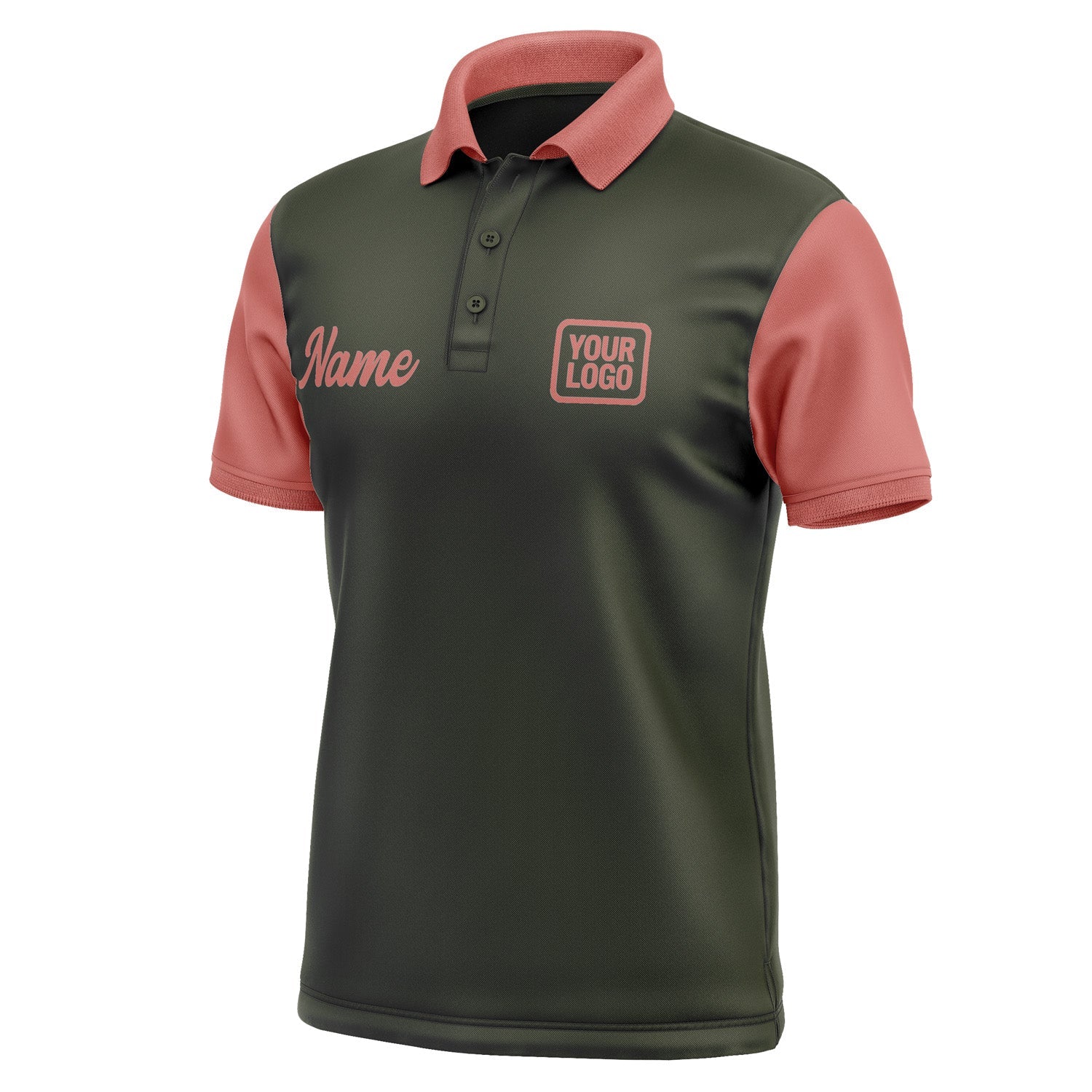 Custom Olive Copper Rose Short-Sleeve Polo Shirt PO022929B129