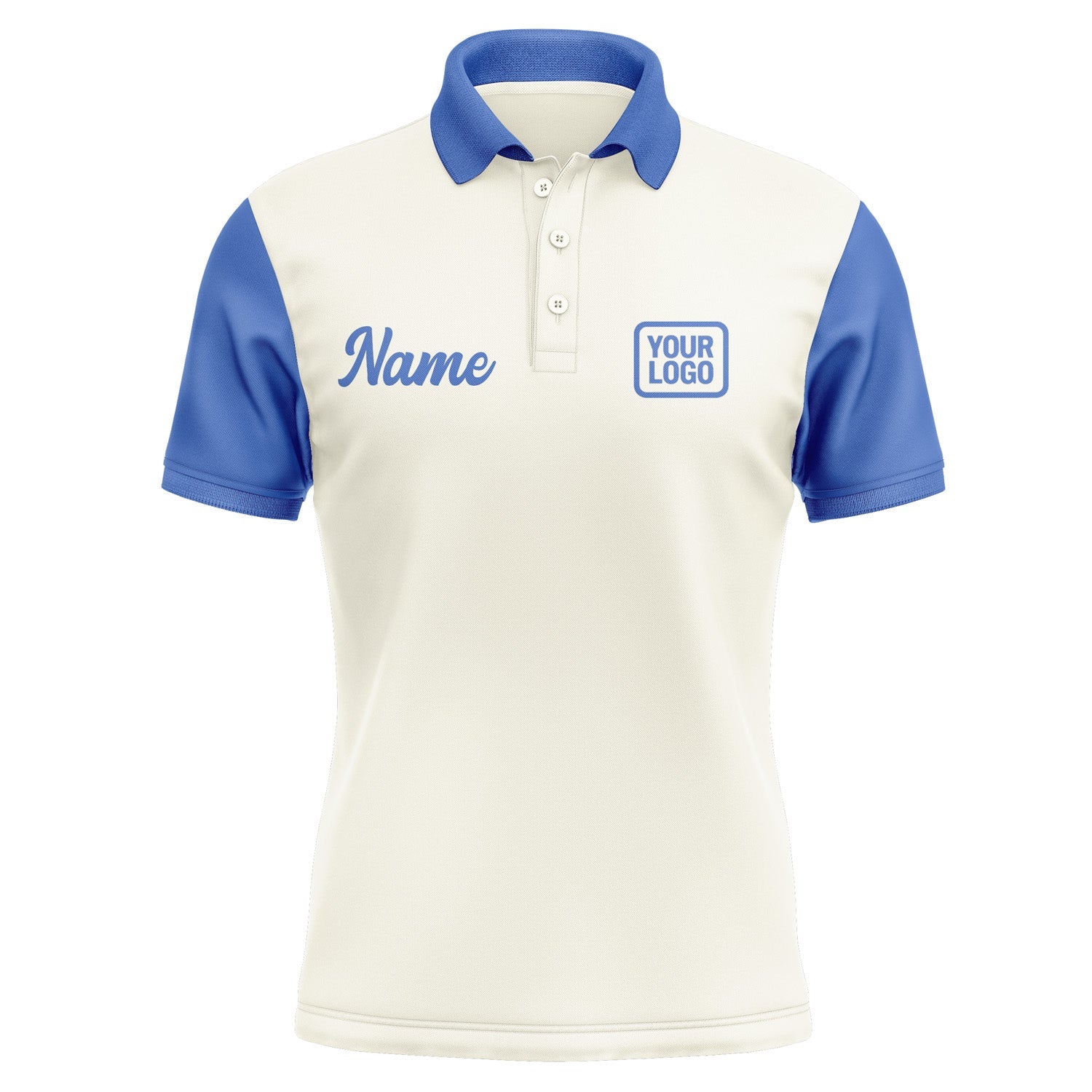 Custom Cream Sky Blue Short-Sleeve Polo Shirt PO030909B109