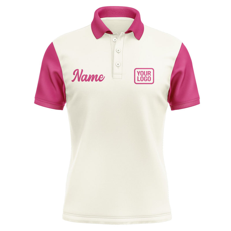 Custom Cream Pink Short-Sleeve Polo Shirt PO031313B113
