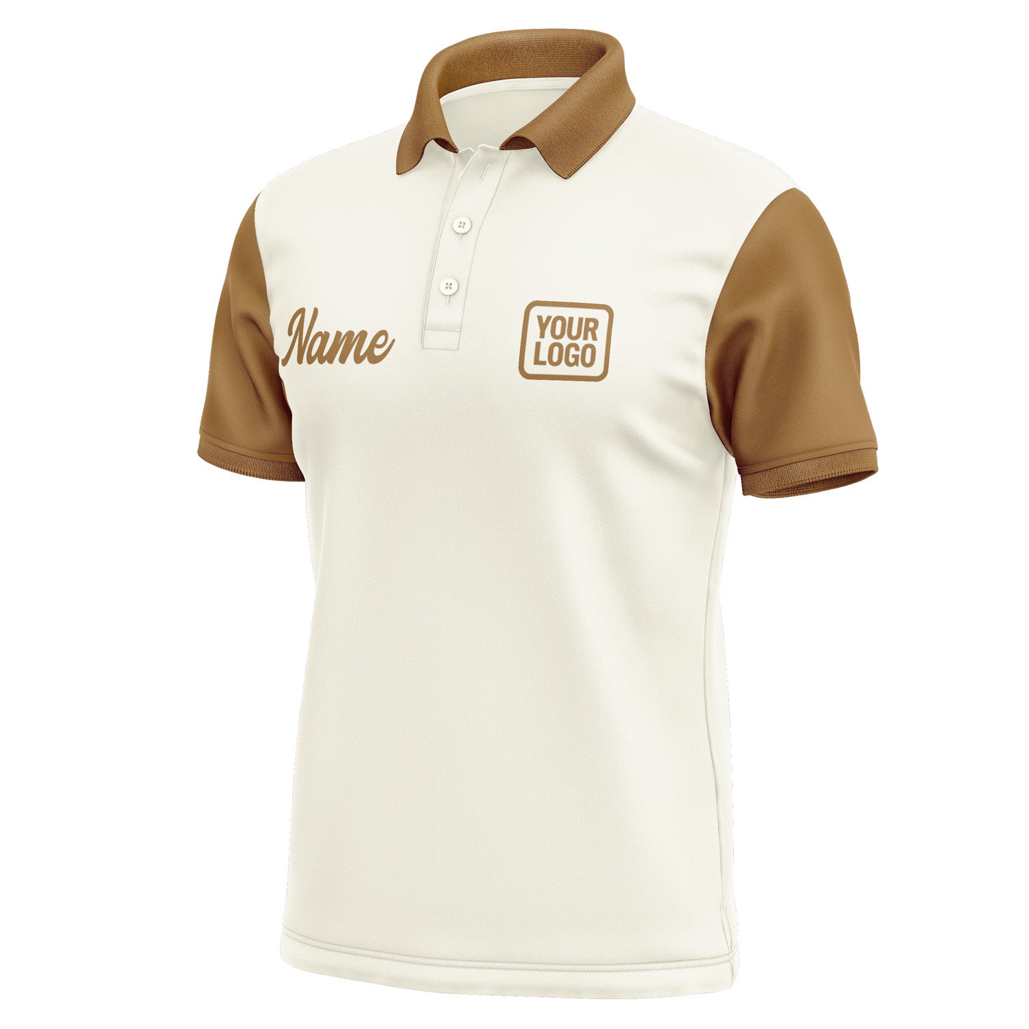 Custom Cream Khaki Short-Sleeve Polo Shirt PO032222B122