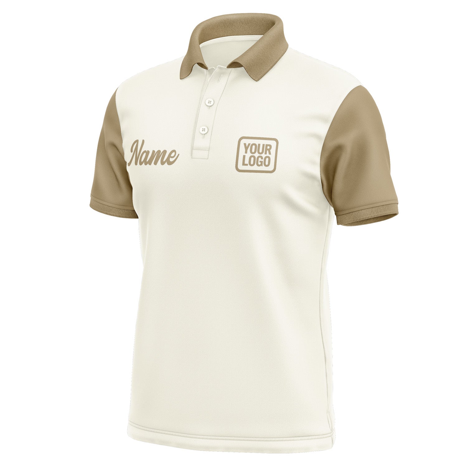 Custom Cream Light Khaki Short-Sleeve Polo Shirt PO032525B125