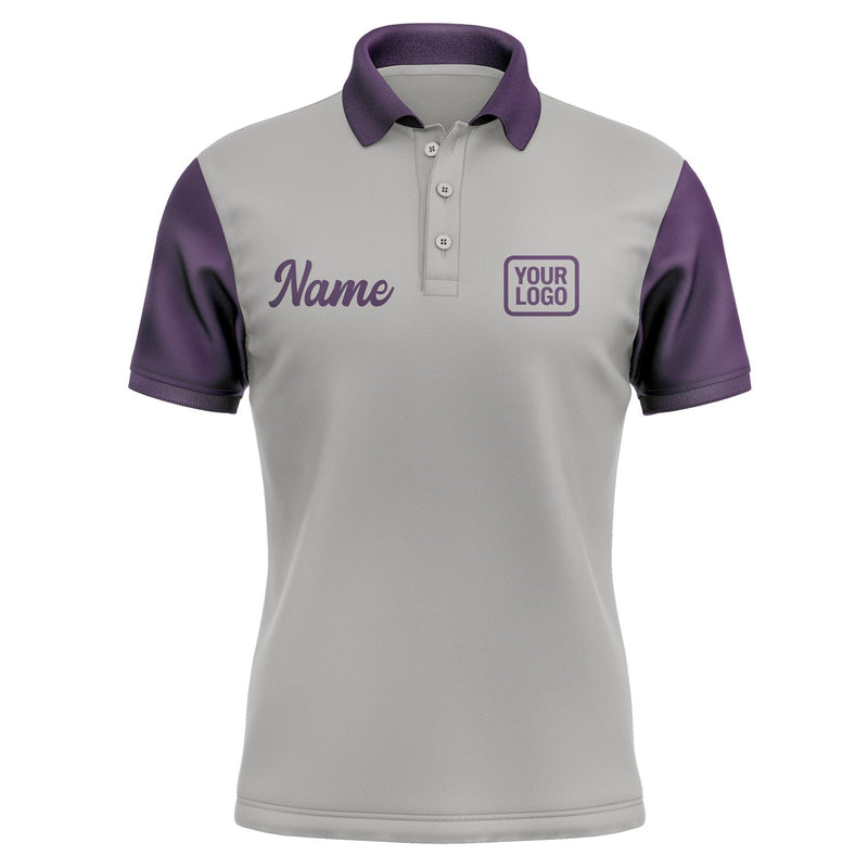 Custom Gray Purple Short-Sleeve Polo Shirt PO040707B107