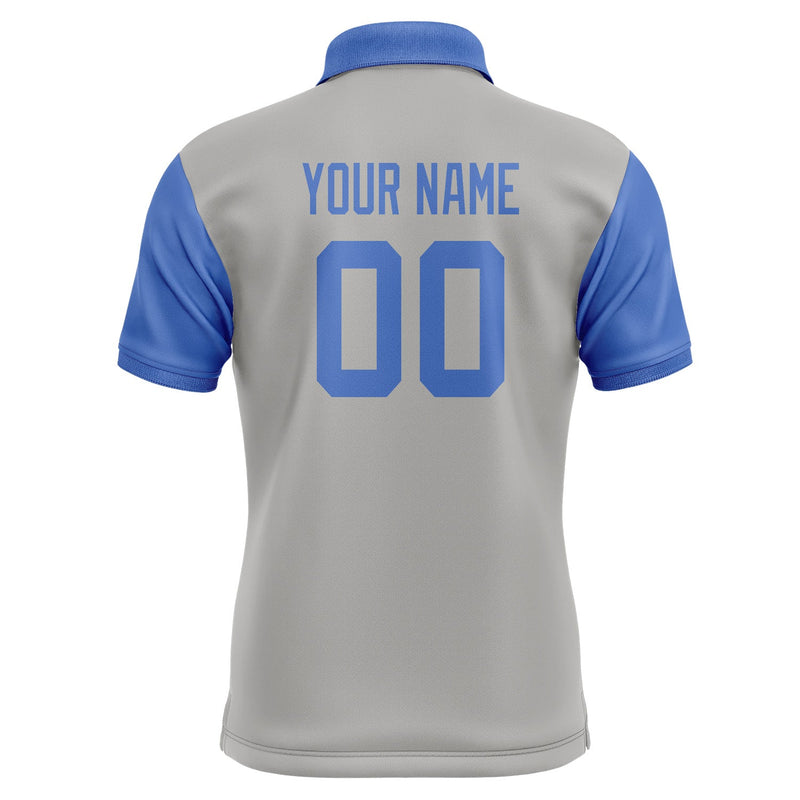 Custom Gray Sky Blue Short-Sleeve Polo Shirt PO040909B109