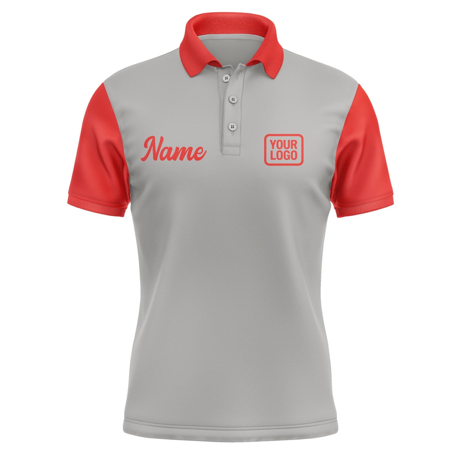 Custom Gray Orange Red Short-Sleeve Polo Shirt PO041212B112