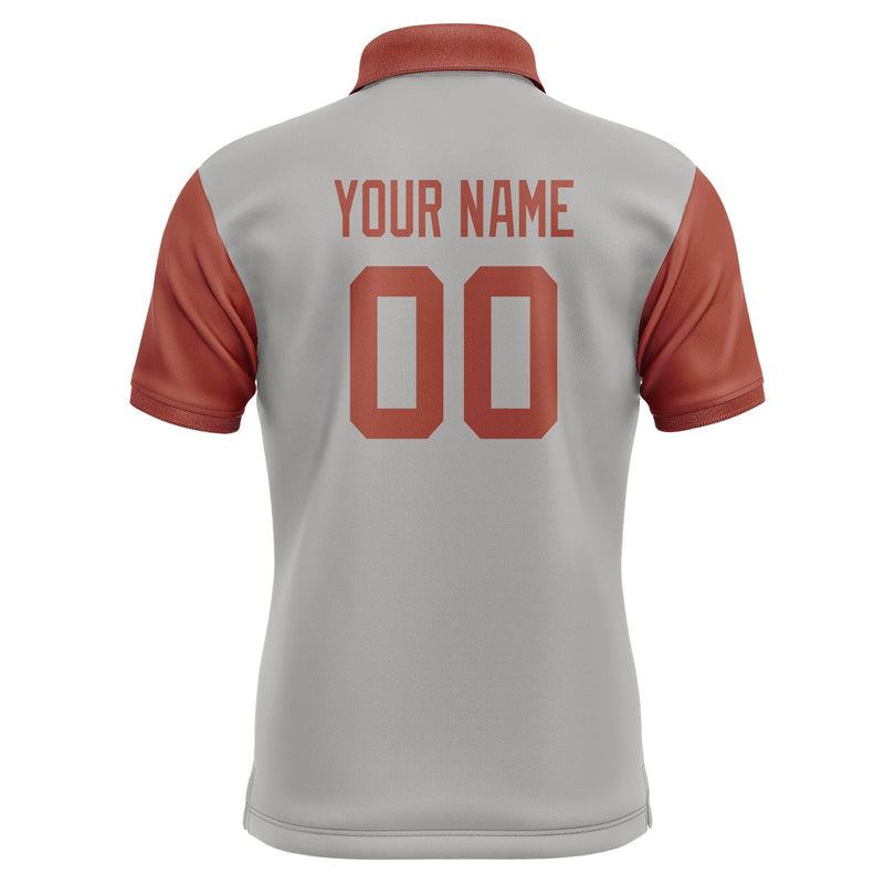 Custom Gray Coral Red Short-Sleeve Polo Shirt PO041616B116
