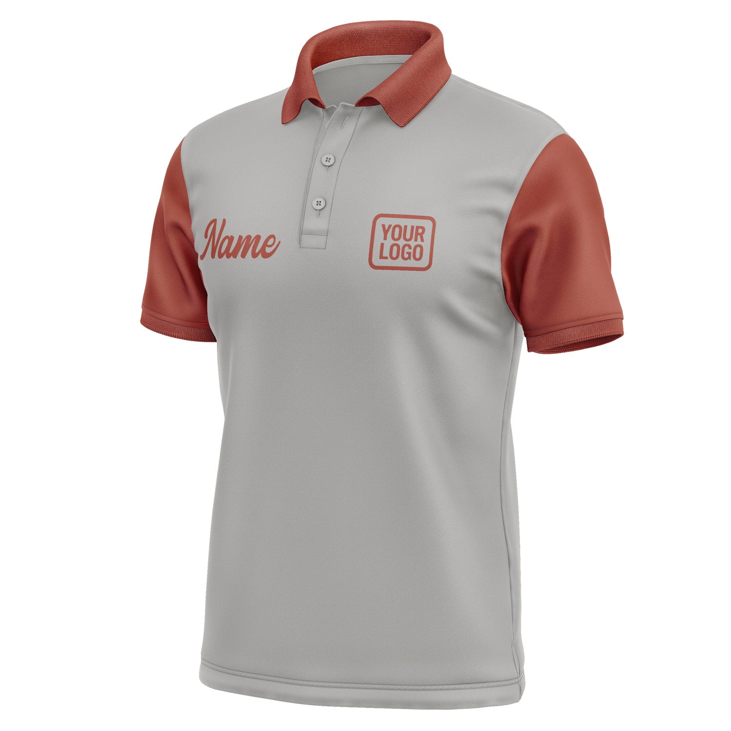 Custom Gray Coral Red Short-Sleeve Polo Shirt PO041616B116
