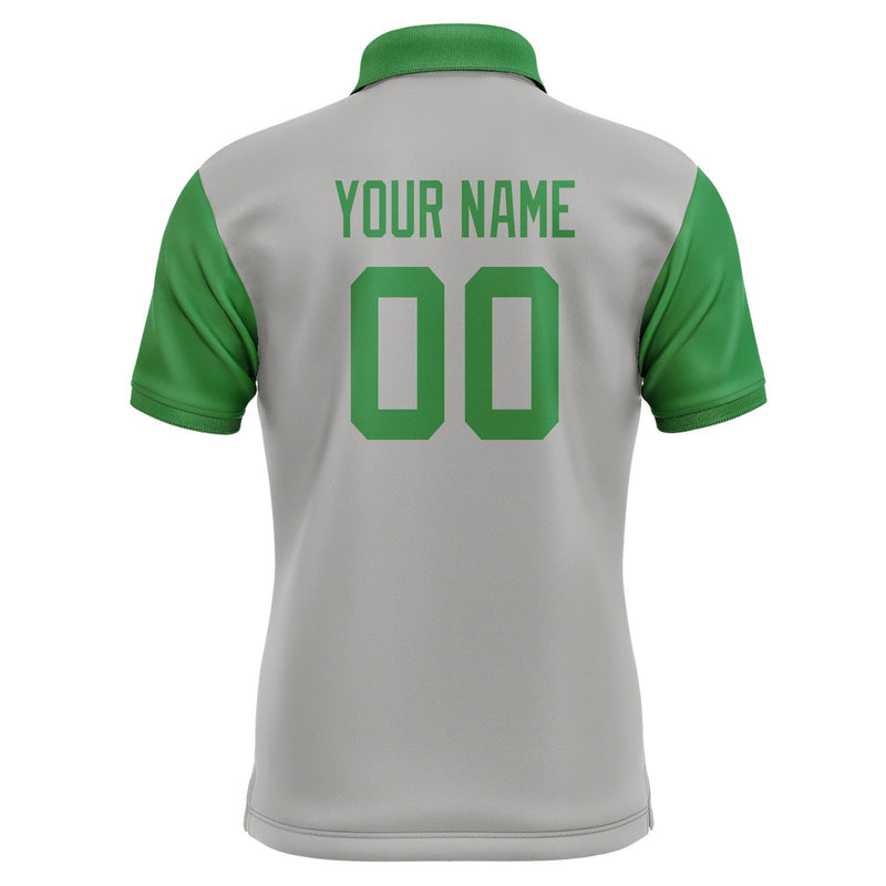 Custom Gray Emerald Green Short-Sleeve Polo Shirt PO042424B124