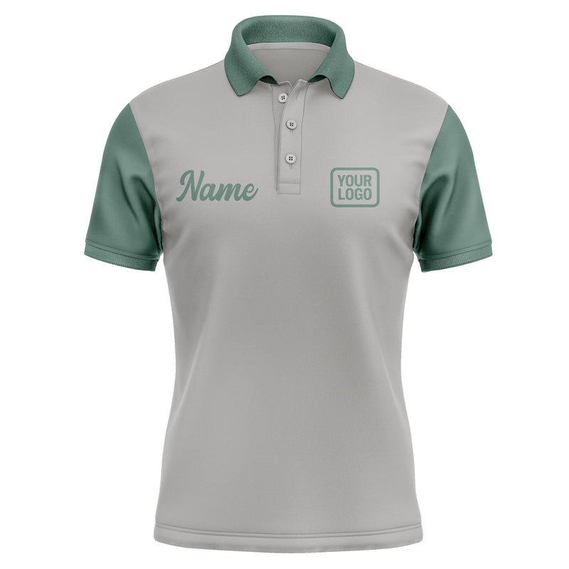 Custom Gray Blue Green Short-Sleeve Polo Shirt PO042727B127