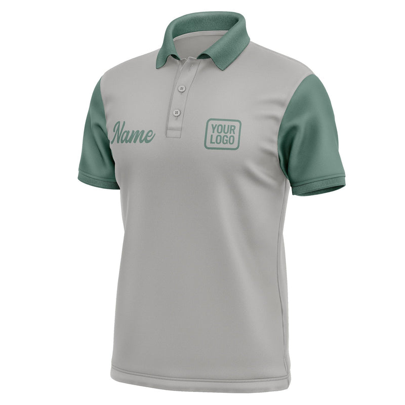 Custom Gray Blue Green Short-Sleeve Polo Shirt PO042727B127
