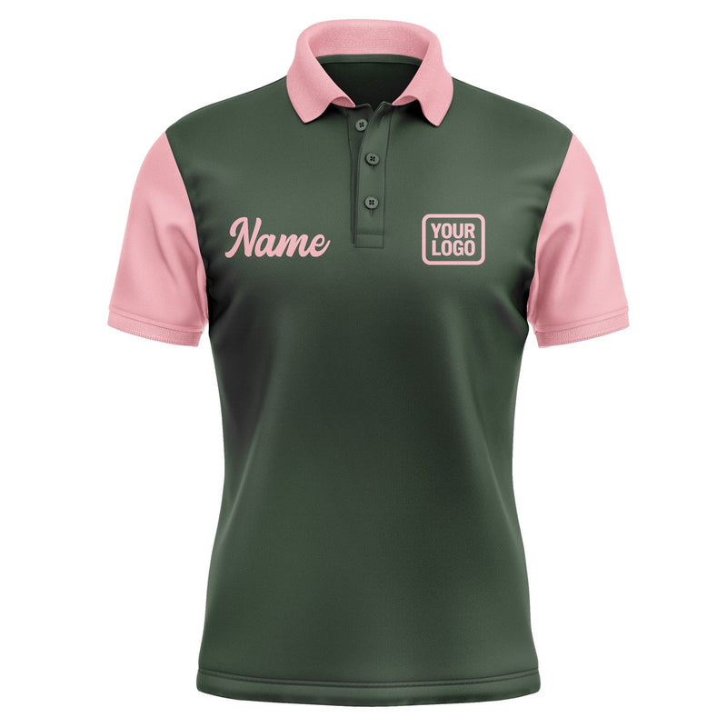 Custom Dark Green Light Pink Short-Sleeve Polo Shirt PO062121B121