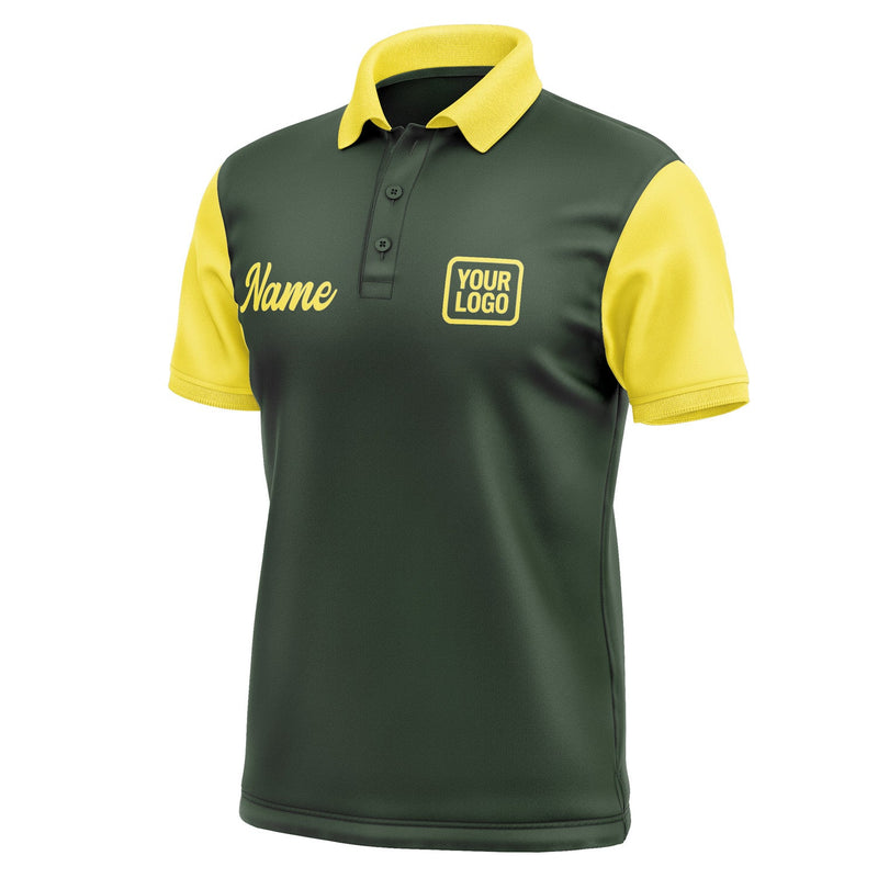 Custom Dark Green Light Yellow Short-Sleeve Polo Shirt PO062626B126