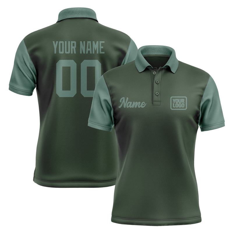 Custom Dark Green Blue Green Short-Sleeve Polo Shirt PO062727B127