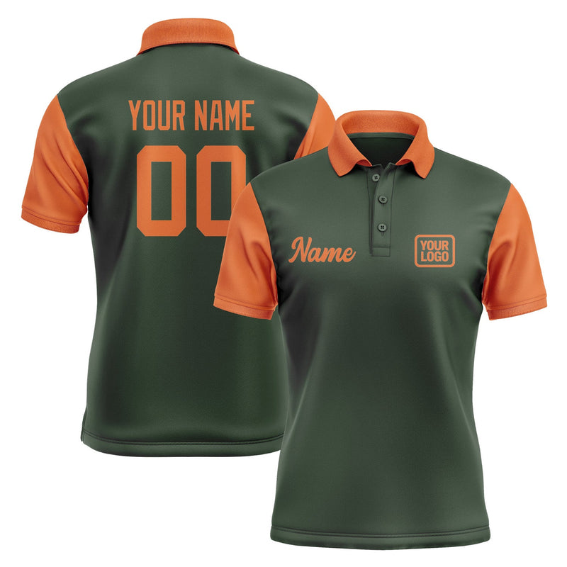 Custom Dark Green Orange Short-Sleeve Polo Shirt PO062828B128