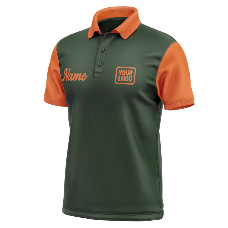Custom Dark Green Orange Short-Sleeve Polo Shirt PO062828B128