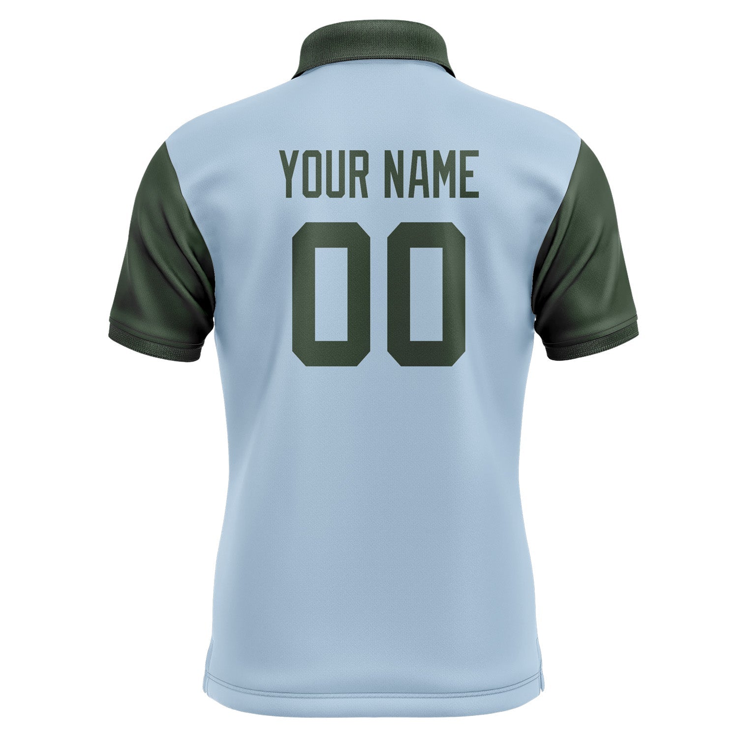 Custom Light Blue Dark Green Short-Sleeve Polo Shirt PO080606B106