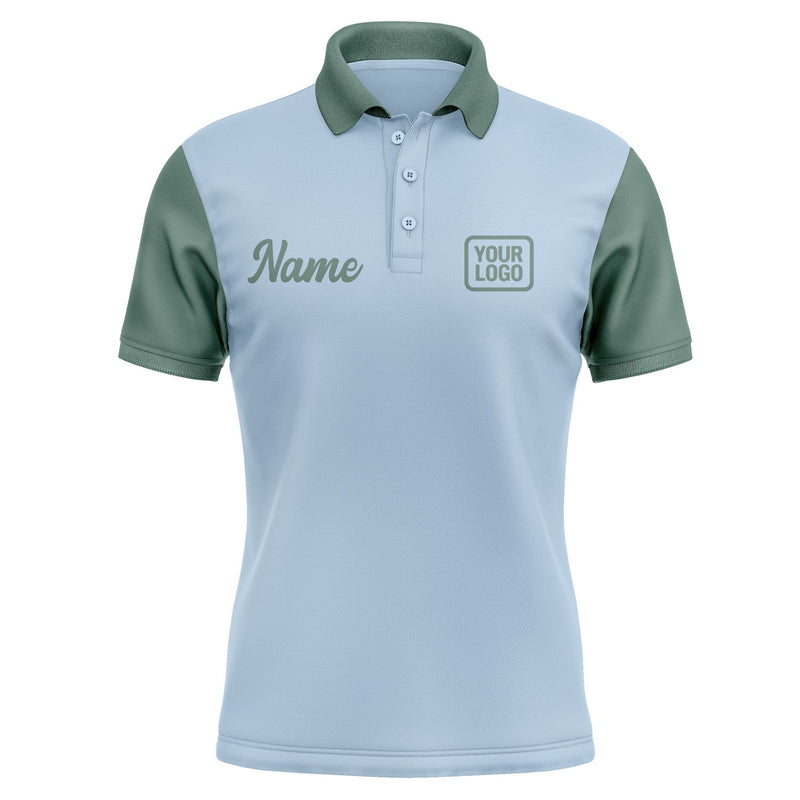 Custom Light Blue Blue Green Short-Sleeve Polo Shirt PO082727B127