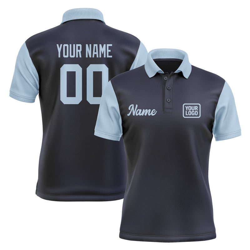 Custom Navy Light Blue Short-Sleeve Polo Shirt PO110808B108