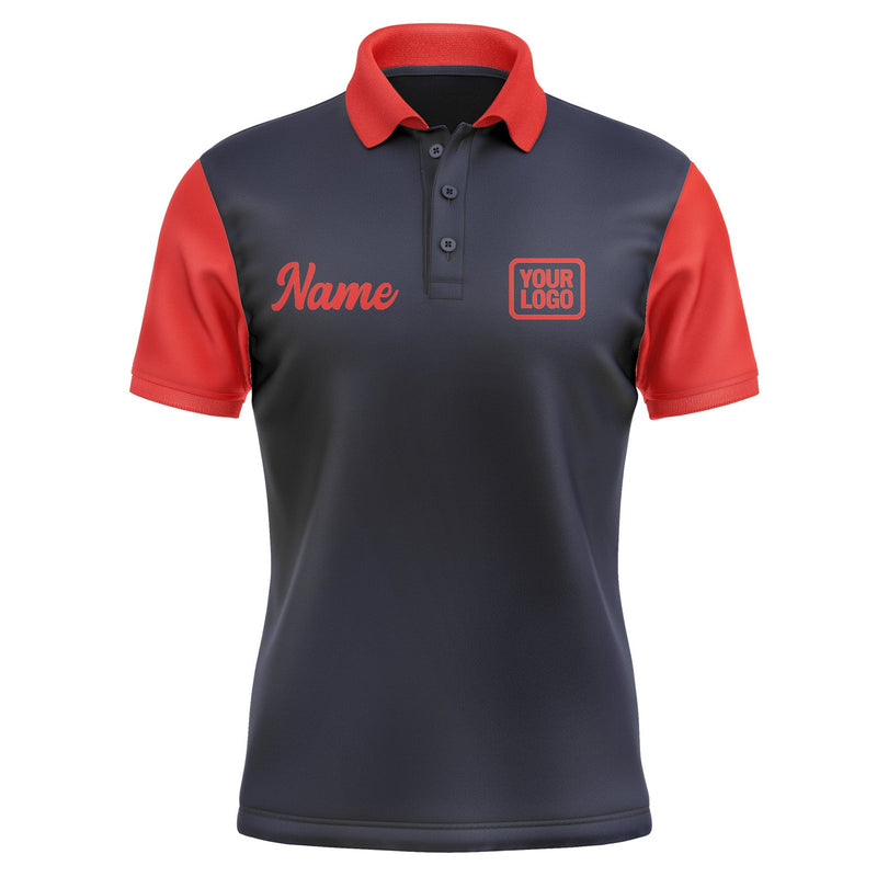 Custom Navy Orange Red Short-Sleeve Polo Shirt PO111212B112