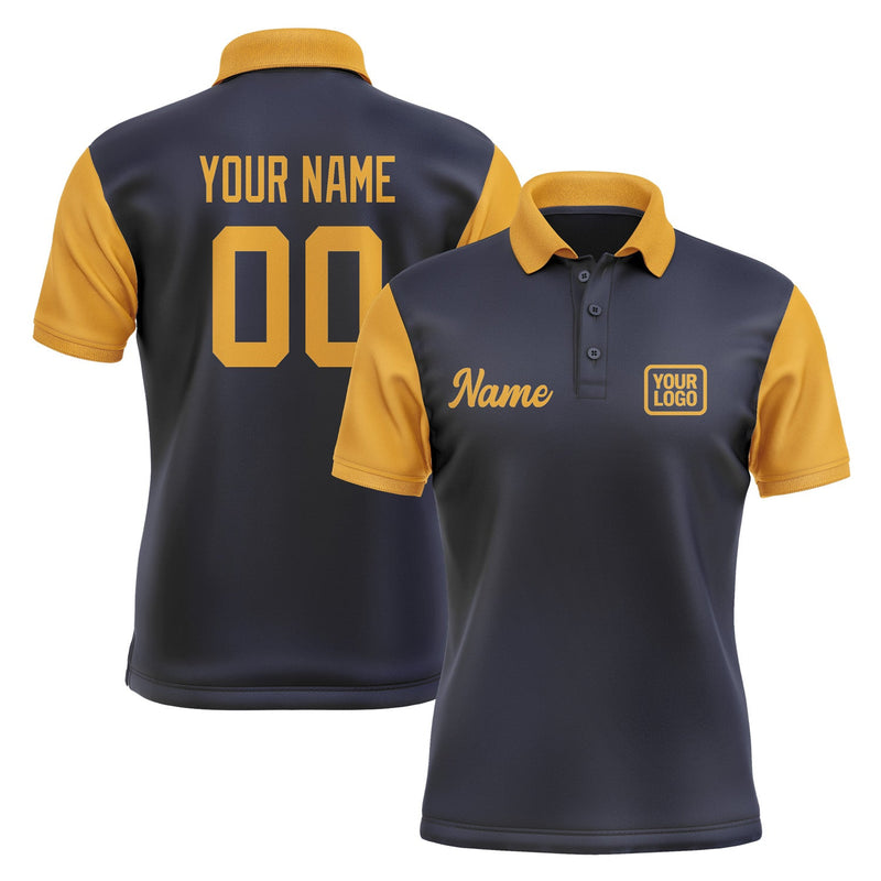 Custom Navy Yellow Short-Sleeve Polo Shirt PO111919B119