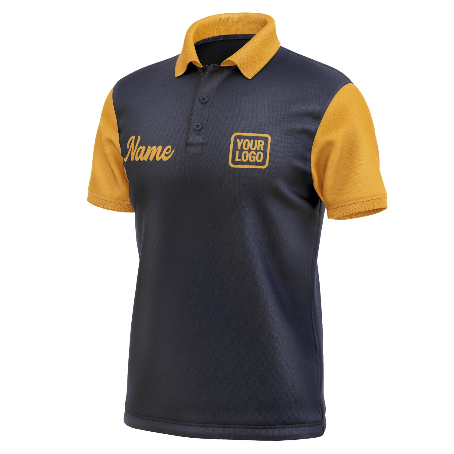 Custom Navy Yellow Short-Sleeve Polo Shirt PO111919B119