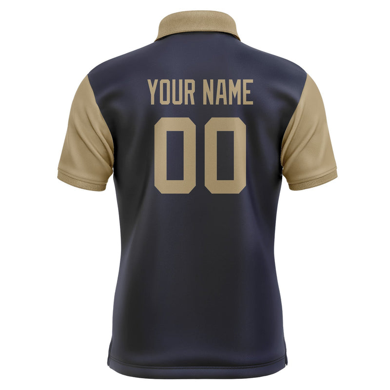 Custom Navy Light Khaki Short-Sleeve Polo Shirt PO112525B125