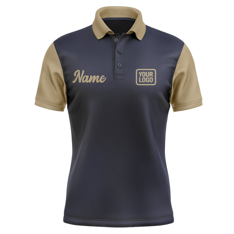 Custom Navy Light Khaki Short-Sleeve Polo Shirt PO112525B125
