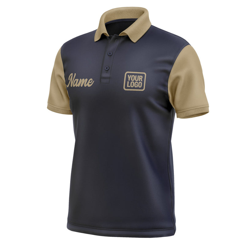 Custom Navy Light Khaki Short-Sleeve Polo Shirt PO112525B125