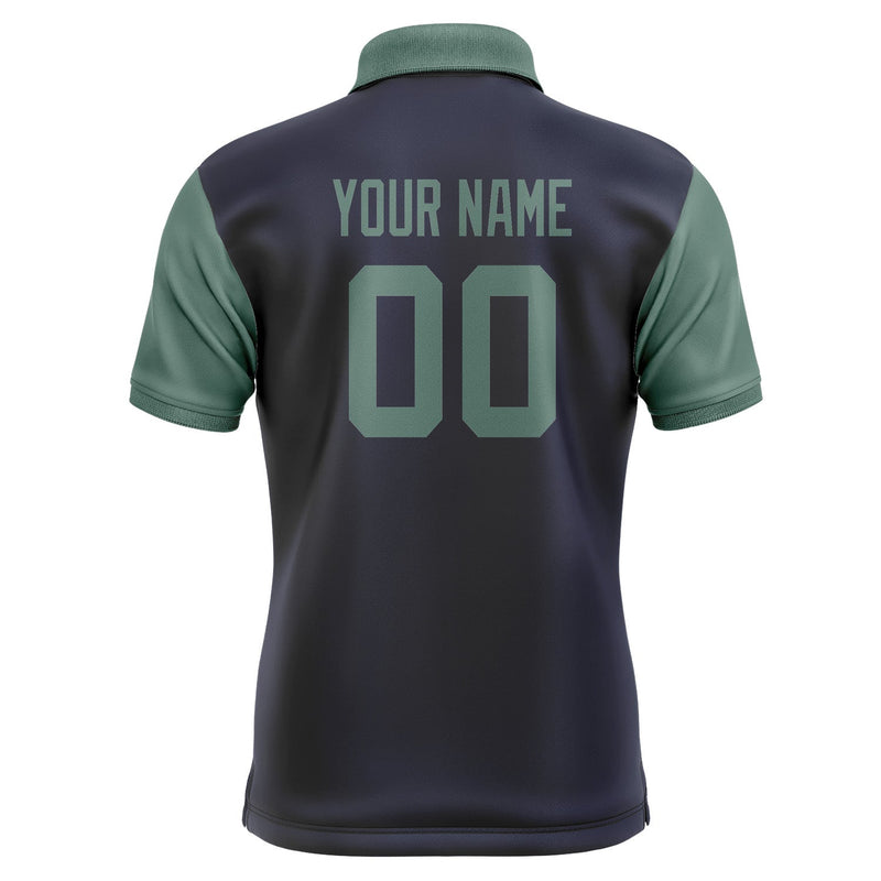 Custom Navy Blue Green Short-Sleeve Polo Shirt PO112727B127