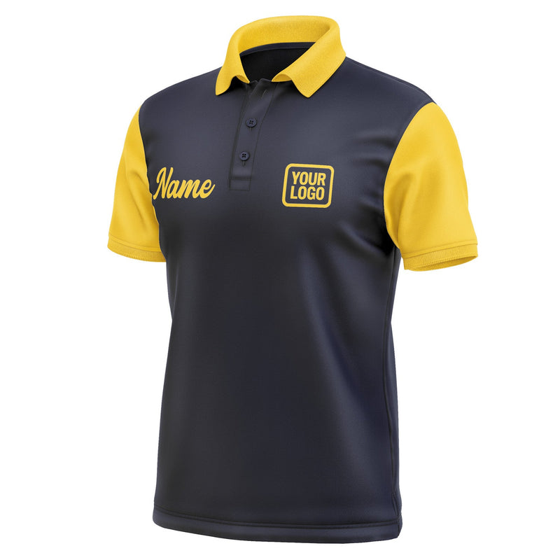 Custom Navy Gold Short-Sleeve Polo Shirt PO113030B130