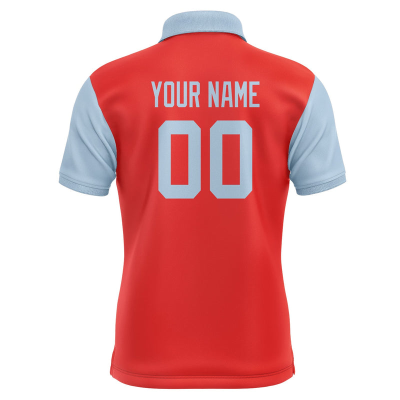 Custom Orange Red Light Blue Short-Sleeve Polo Shirt PO120808B108