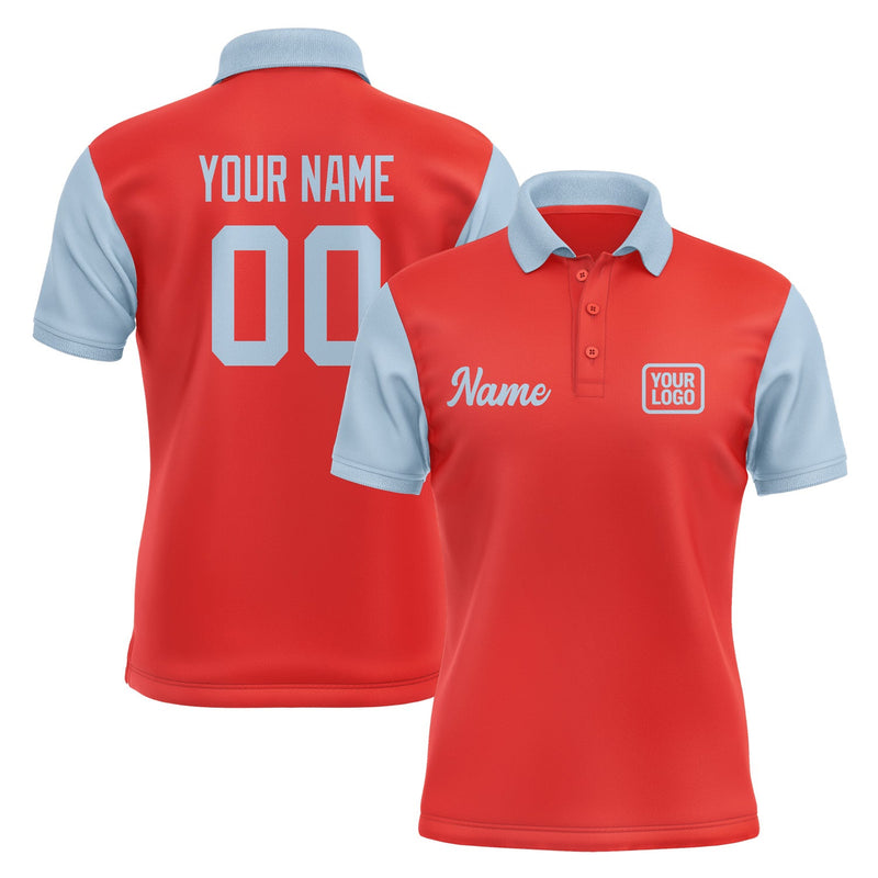 Custom Orange Red Light Blue Short-Sleeve Polo Shirt PO120808B108