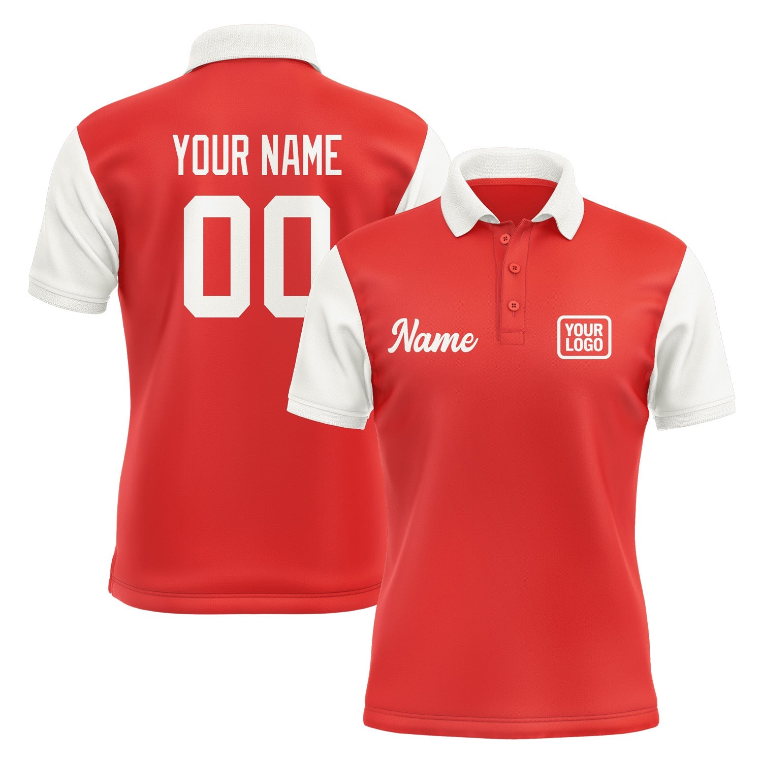 Custom Orange Red White Short-Sleeve Polo Shirt PO121818B118