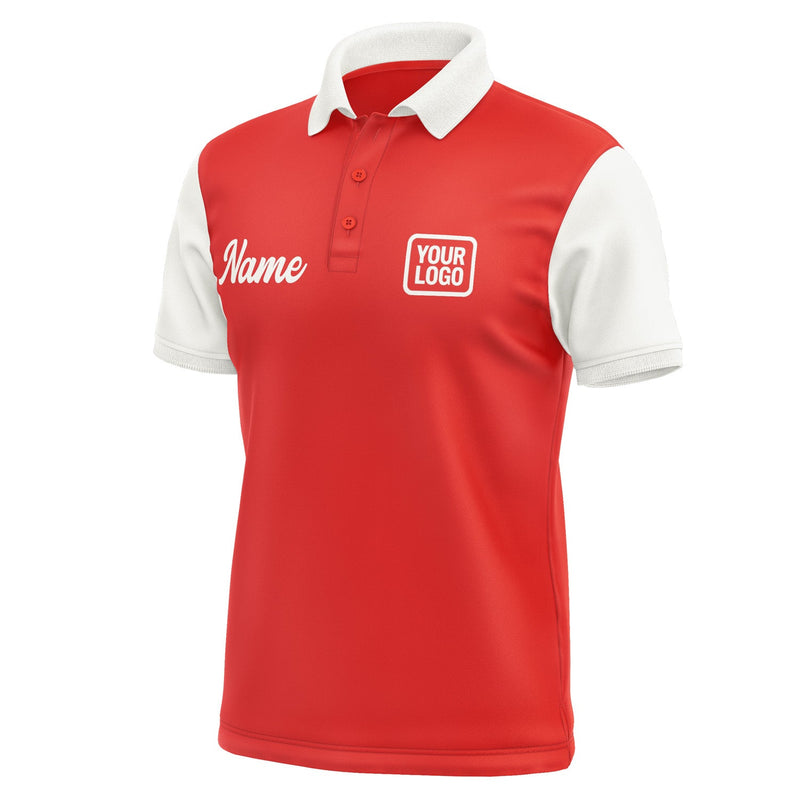 Custom Orange Red White Short-Sleeve Polo Shirt PO121818B118