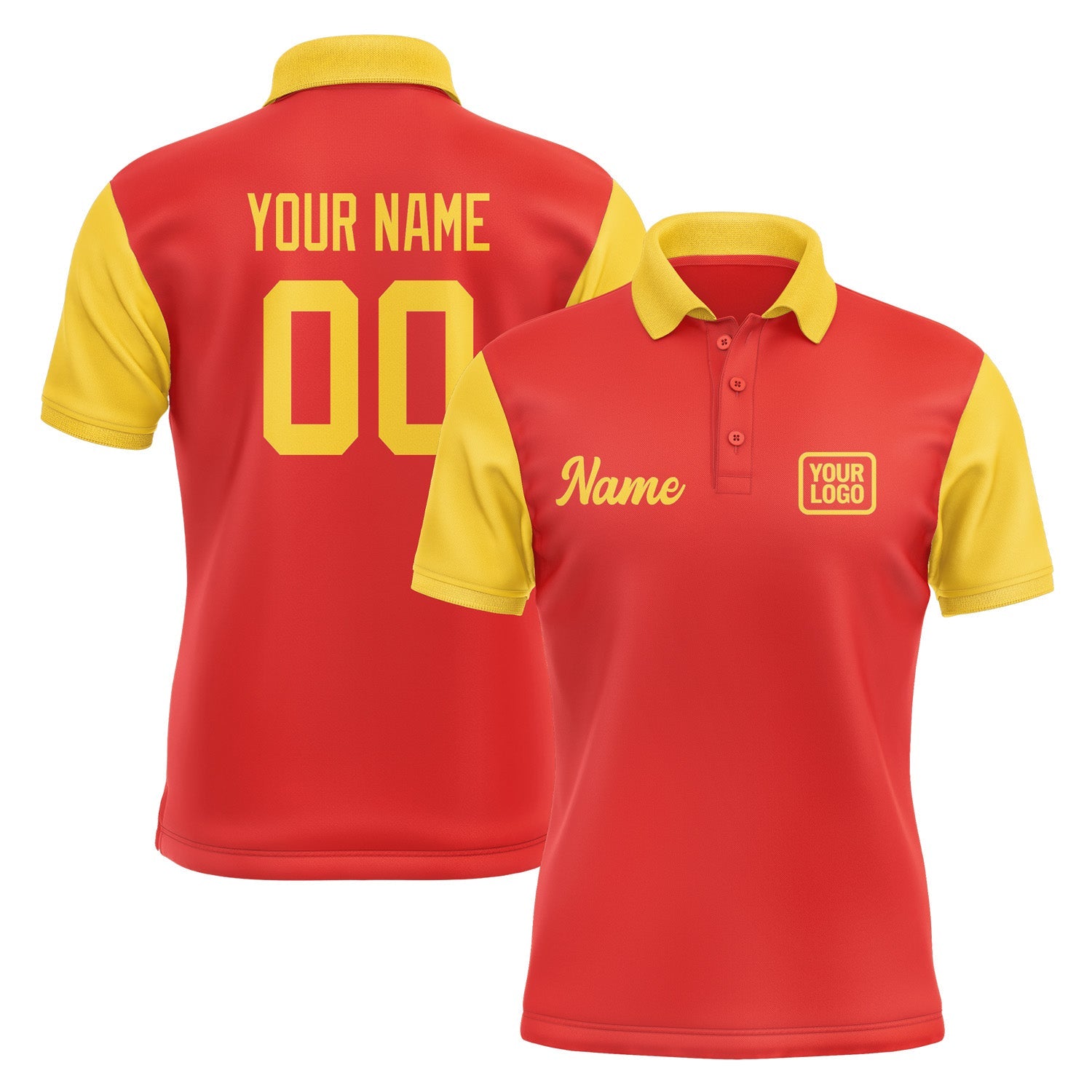 Custom Orange Red Gold Short-Sleeve Polo Shirt PO123030B130